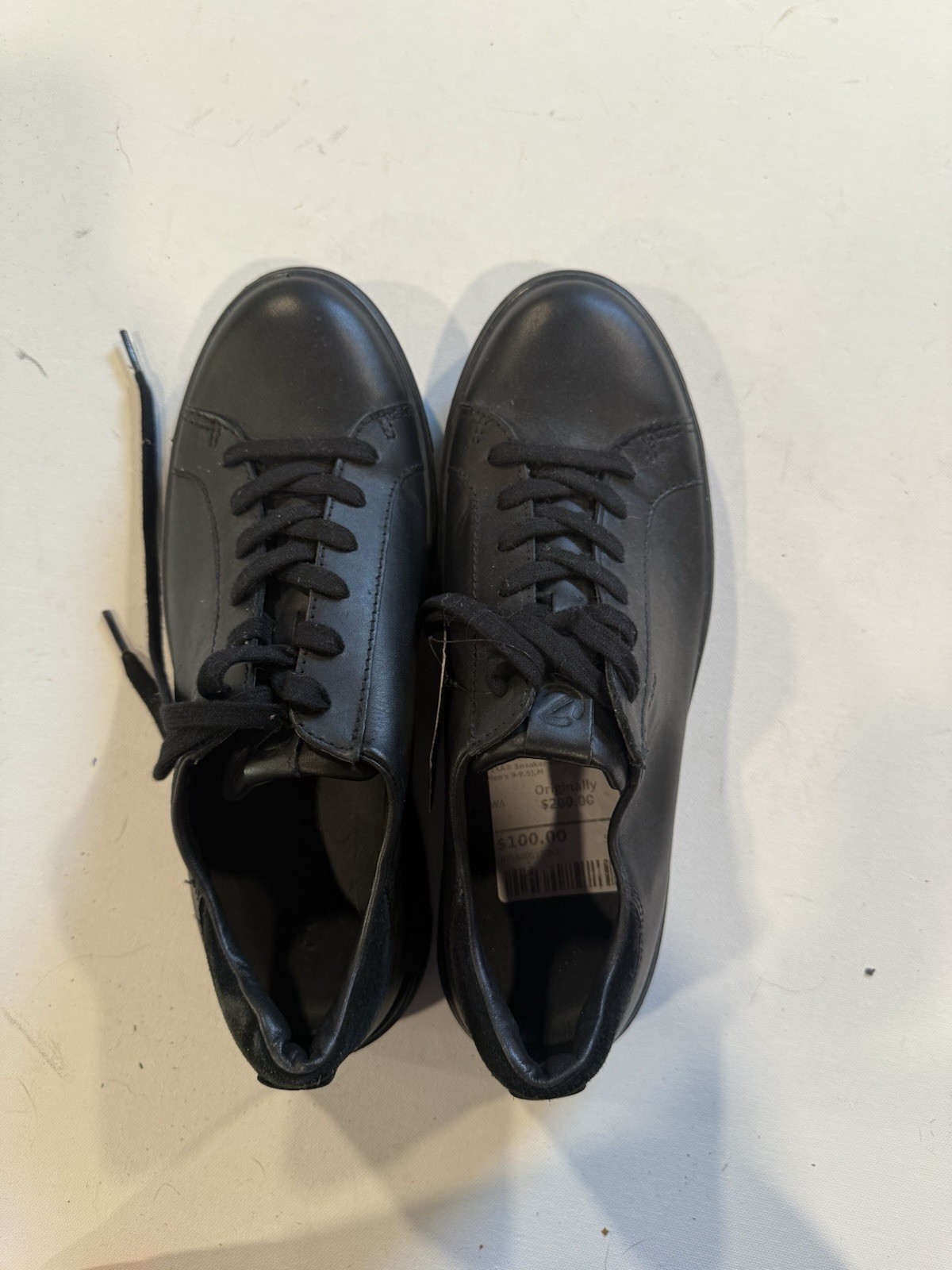 ECCO Men’s Street Tray Classic Sneaker Black Leather White EU 43 Size 9 – 9.5 US