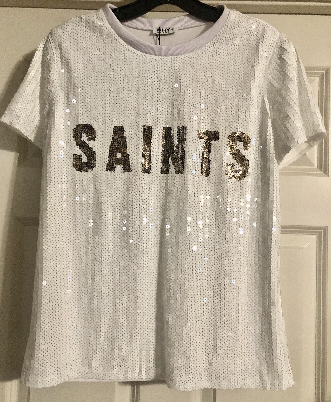 NWT Why Coastal Preppy Old Money NOLA Sparkle Sequin Saints Quiet Luxury Size S