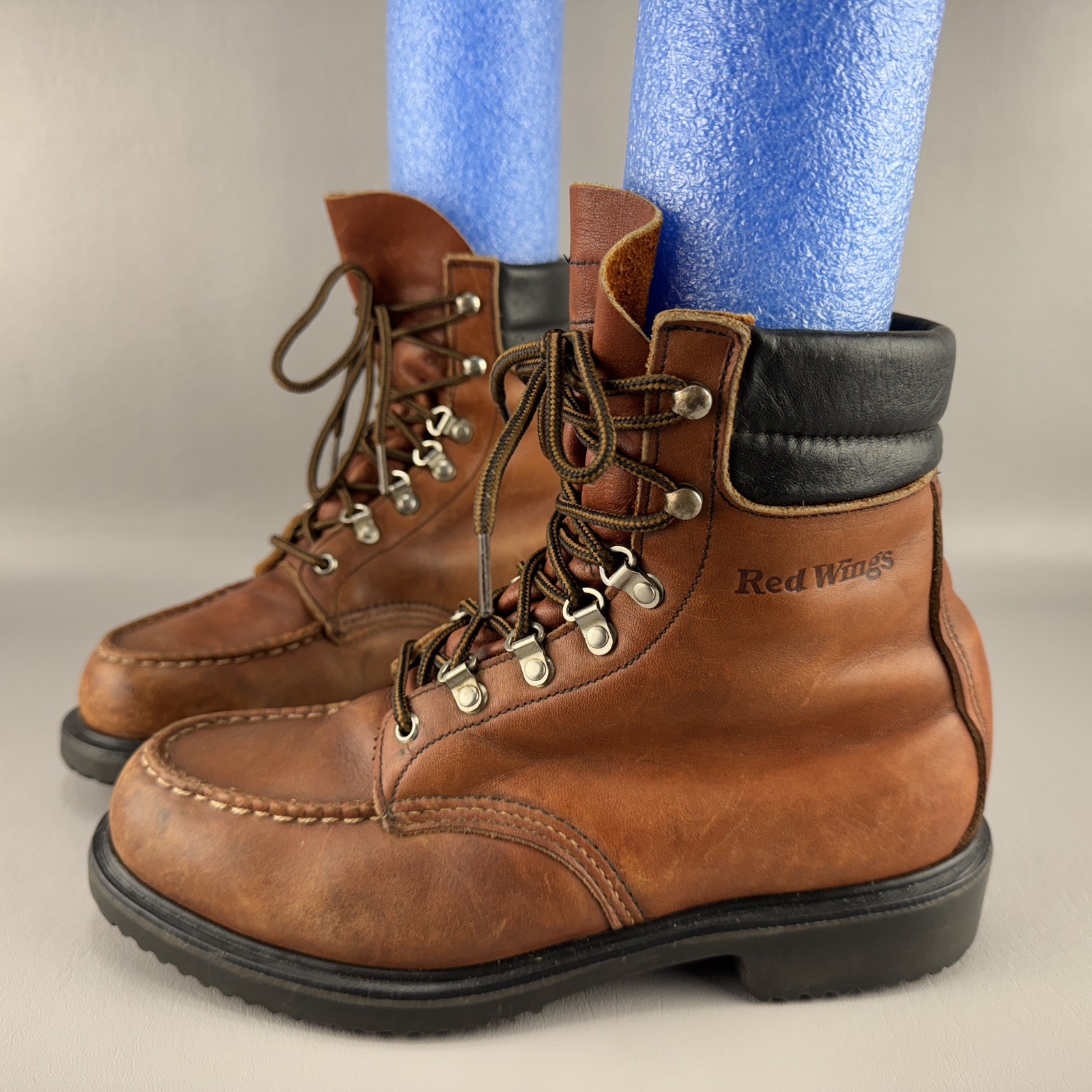 Vintage Red Wing Boots 404 Style Mens 7 D Brown Leather Moc Toe Workwear Combat