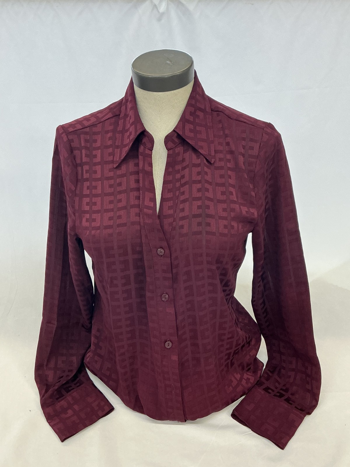 Worthington Womens Burgundy Button Down Blouse Size M