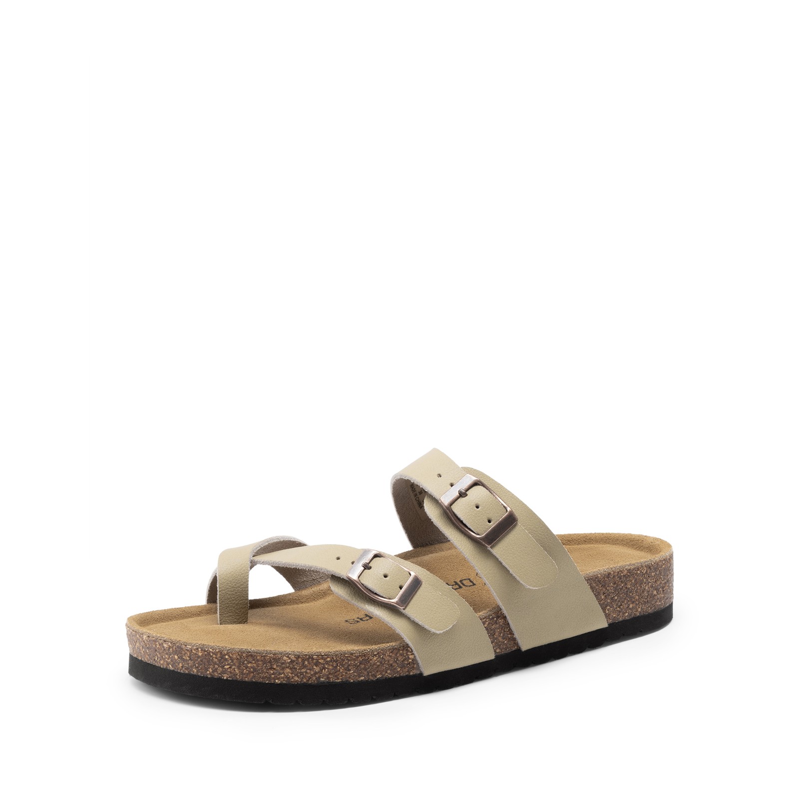 Women Cork Sole Slide Sandals All Day Comfort Slip On Beach Walking Flat Sandals