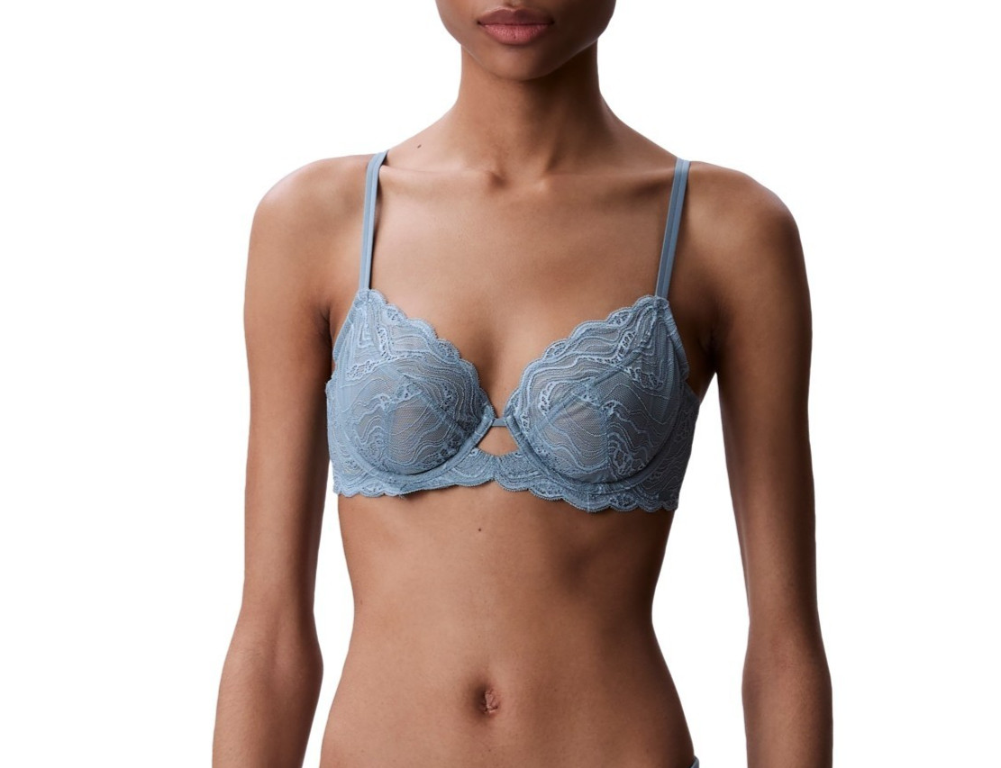 Calvin Klein Sensual Stretch Lace Unlined Full Coverage Bra 32B QF8120 In Lead