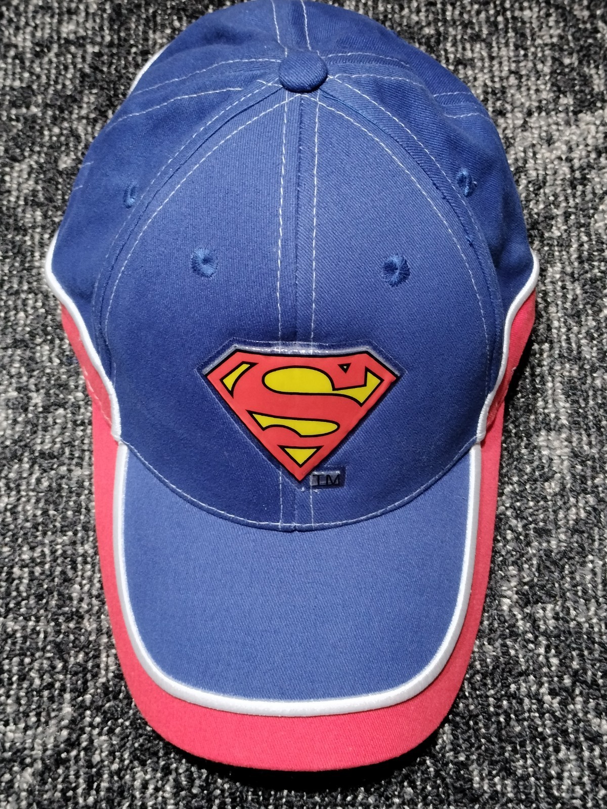 Superman Baseball Hat Cap Rare DC Comics VINYL BADGE Adjustable Red White Blue