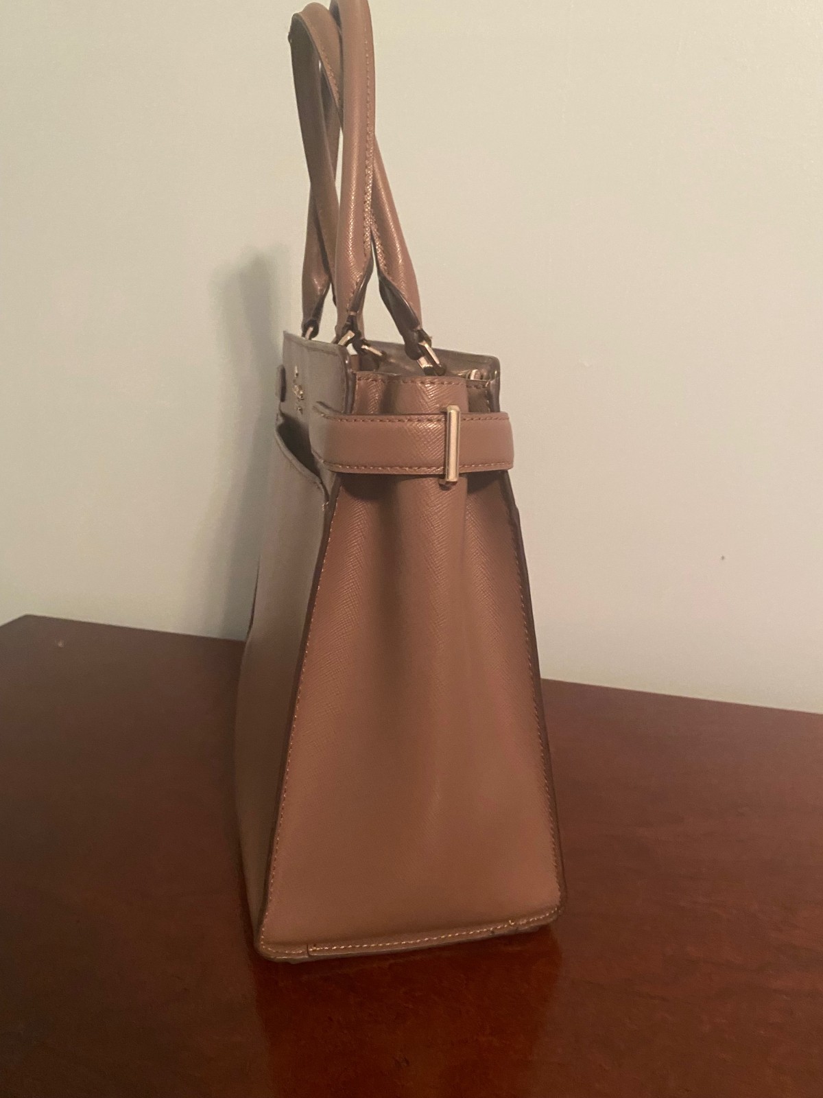 Kate Spade Staci Medium Satchel Taupe Handbag W/Double Handles & Crossbody Strap