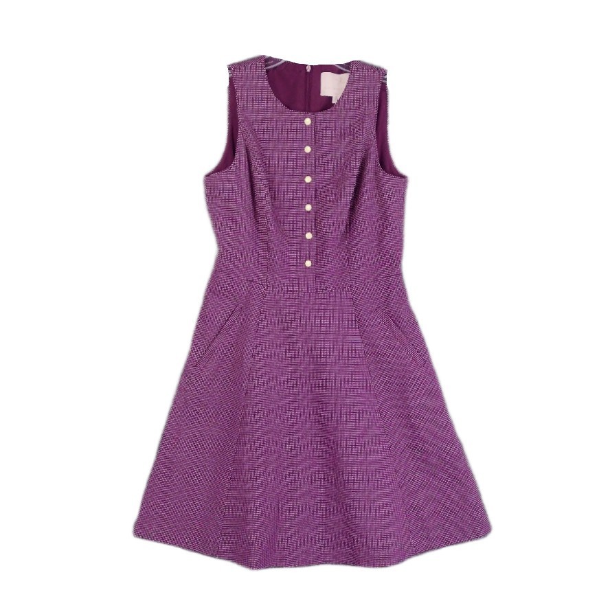 Gal Meets Glam Dress Size 2 Burgundy Polka Dot Fit and Flare Pockets Sleeveless