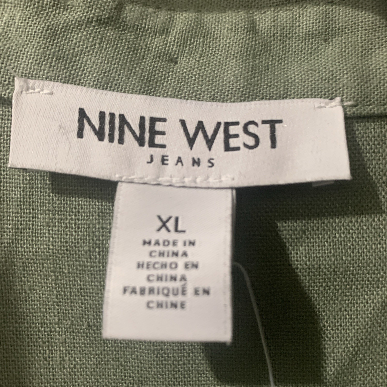 NWT Nine West XL Sea Spray (sage Green) Linen SS PKT Shirt Extra Button Included