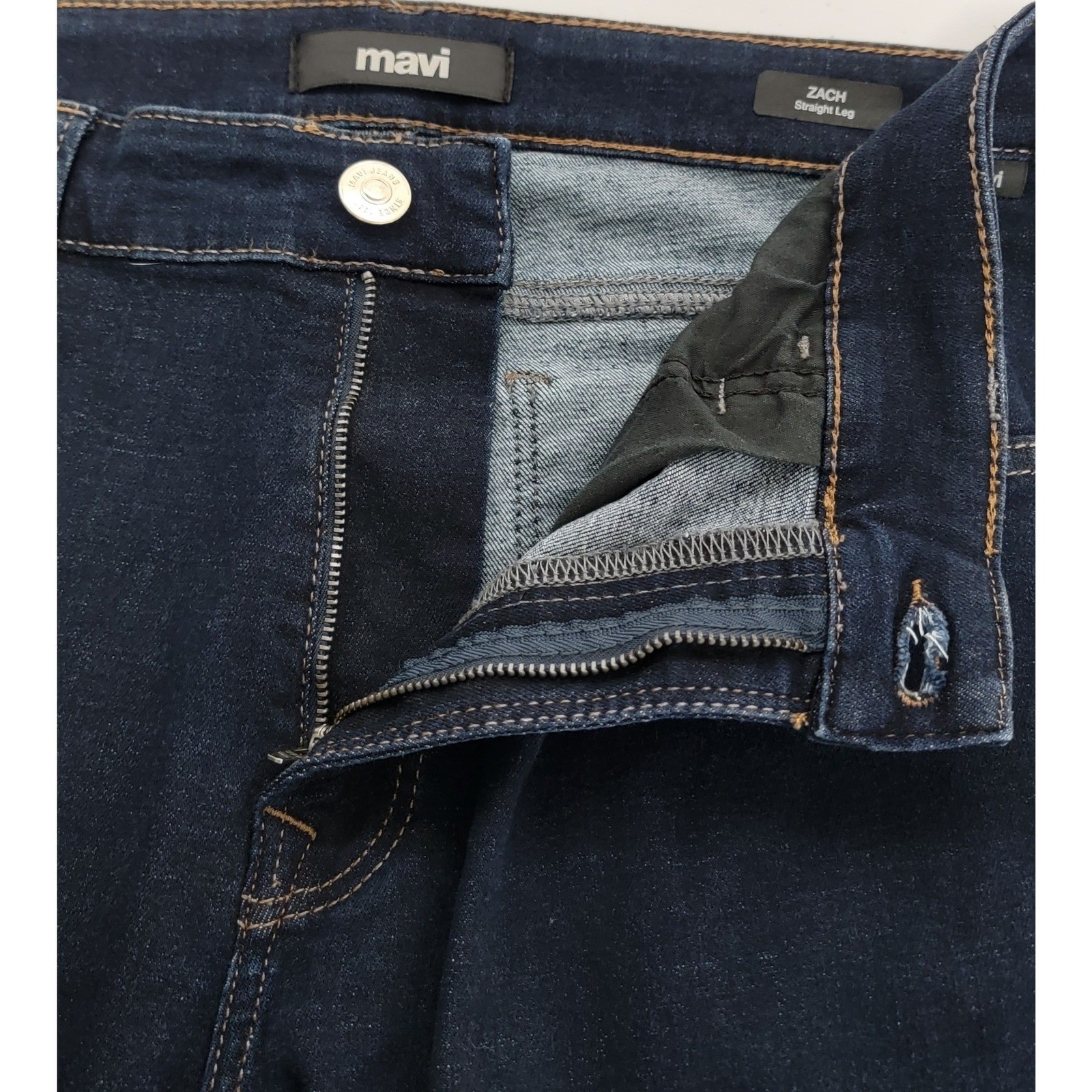 Mavi Zach Straight Leg Jeans Mens 34×30 Dark Indigo Stretch Denim Classic Fit