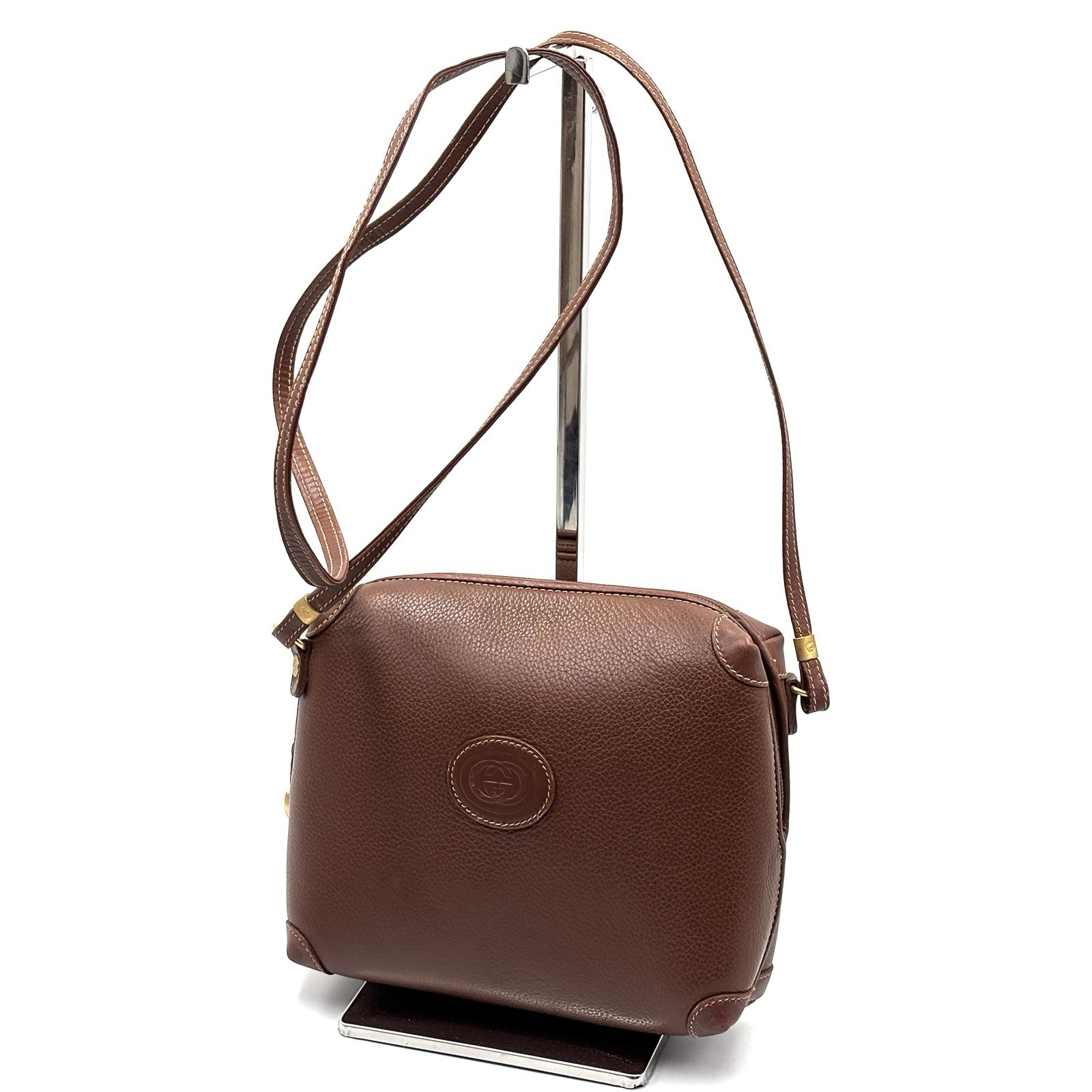 Gucci Shoulder Bag purse Leather Brown Authentic
