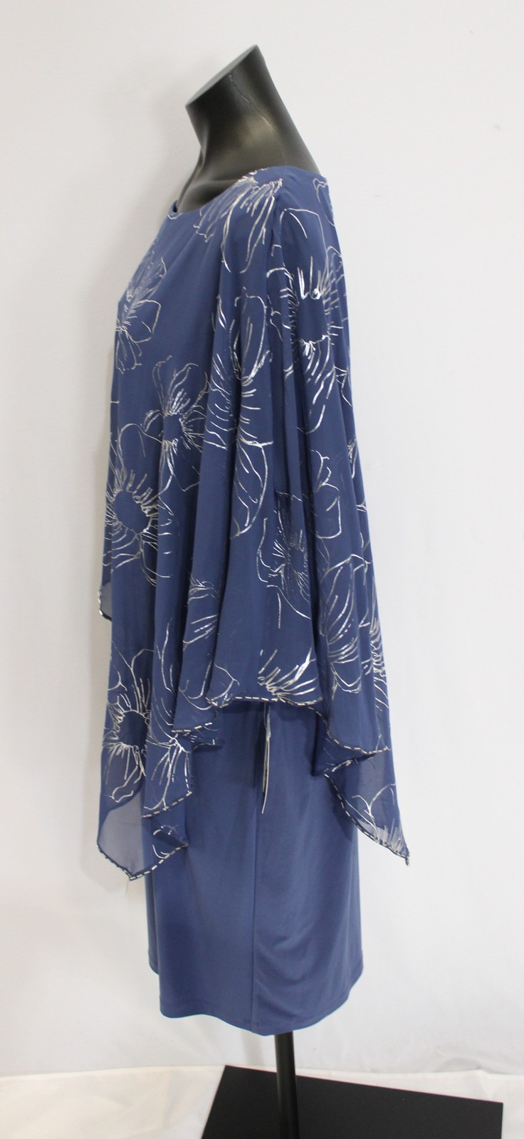 Ignite Evenings Womens Plus Asymmetric Overlay Beaded Dress CL8 Navy Size US:14W