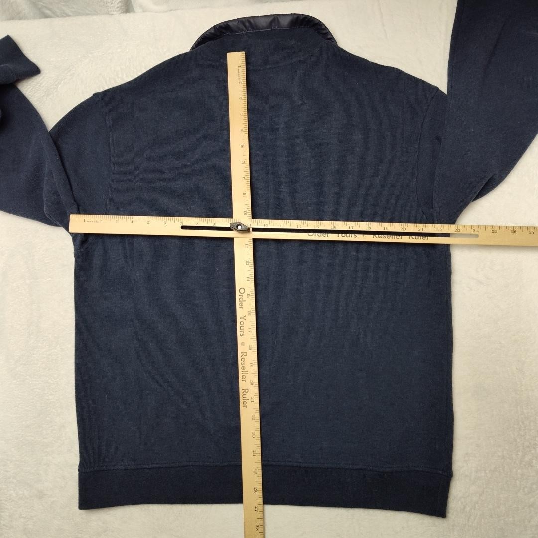 Viyella Pullover Mens L Blue Mock Neck Tight-Knit Pullover Long Sleeve Pockets