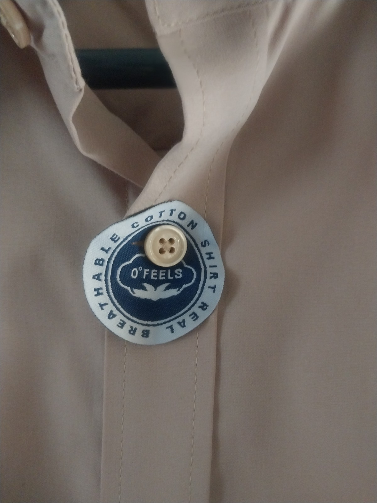 Luxurious Men’s Cotton Breathable Solid Dress Shirt Beige L 17 34/35