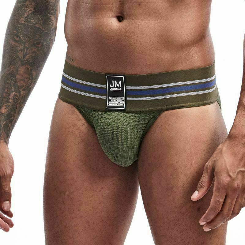 JOCKMAIL Mens Wide Belt Jockstrap Sexy Sports Cotton Briefs Thongs Underwear