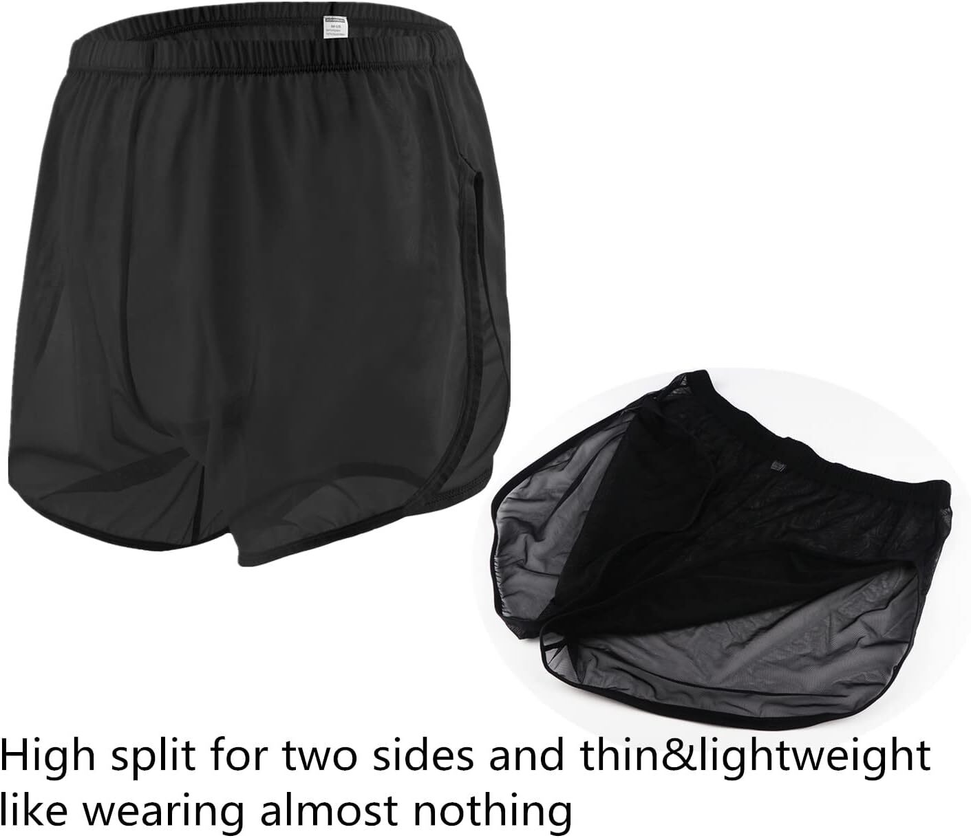 Men’s Boxer Shorts Loose Split Side Mesh See-Through Breathable Underwear Boxers