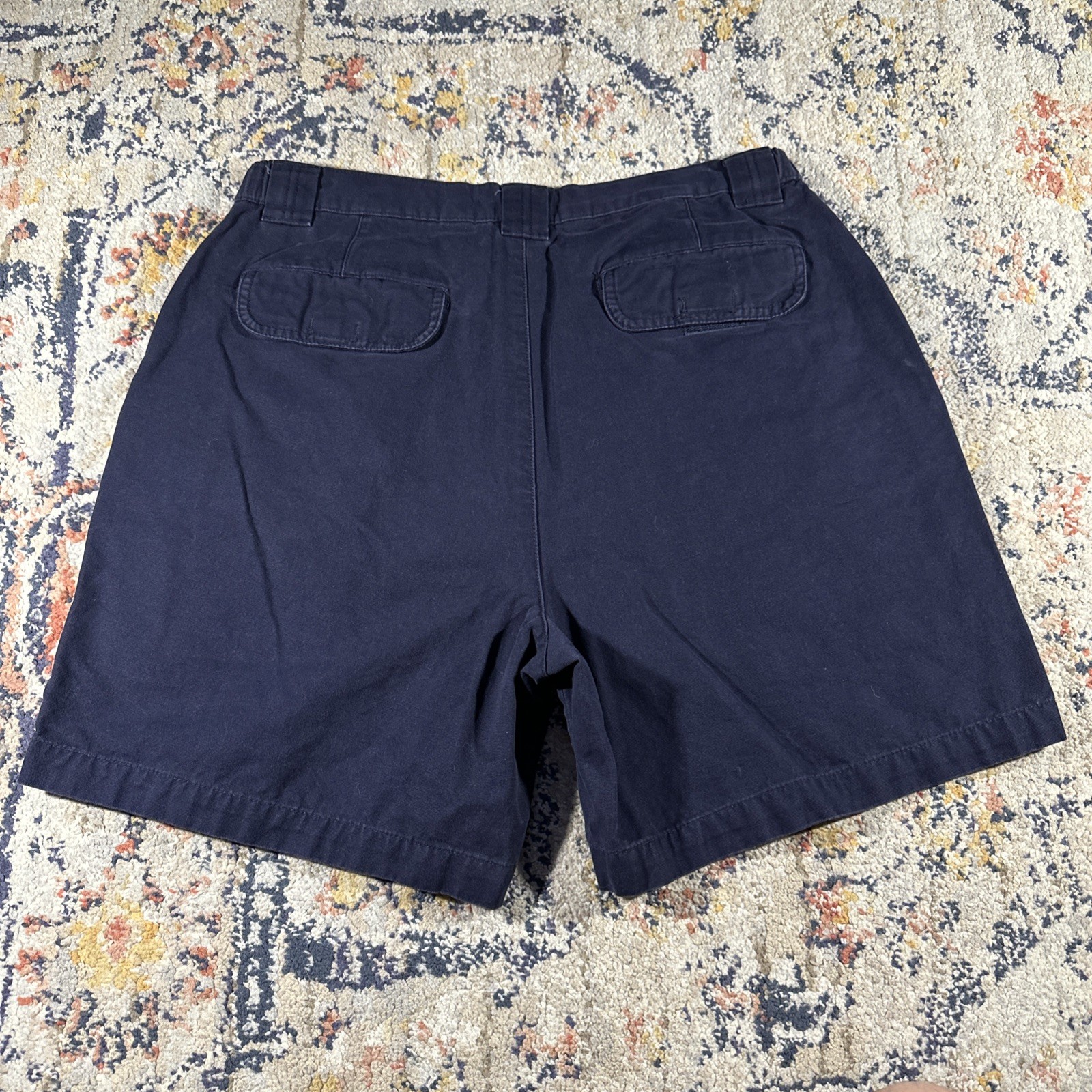 Savane Mens Cargo Shorts Navy Blue Cotton Canvas Elastic Waist Size 36 Camp