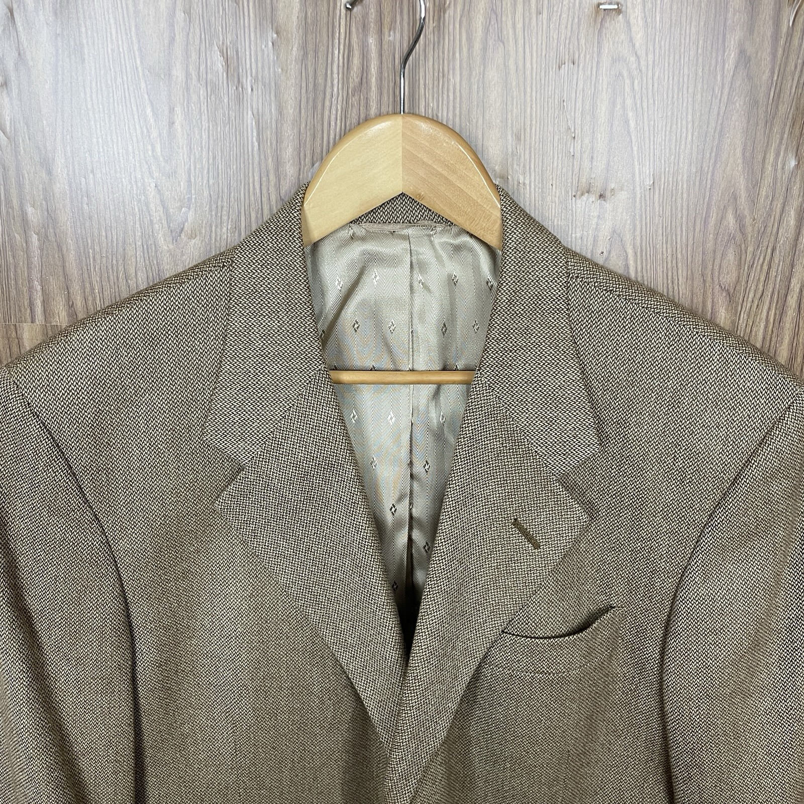 Bespoke Corporate Image Sport Coat Mens 42R Brown Wool Three Buttons USA Made