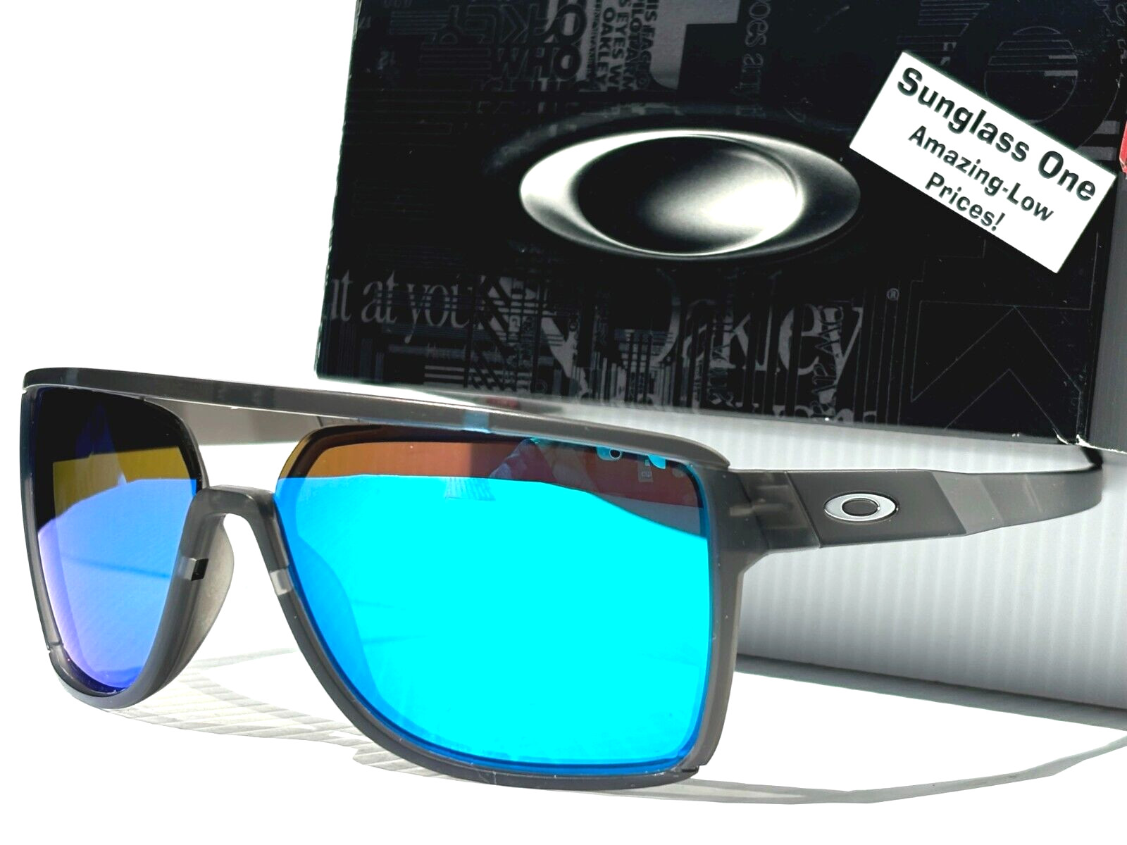 NEW Oakley CASTEL Matte Smoke Grey POLARIZED GALAXY Blue Lens Sunglass 9147