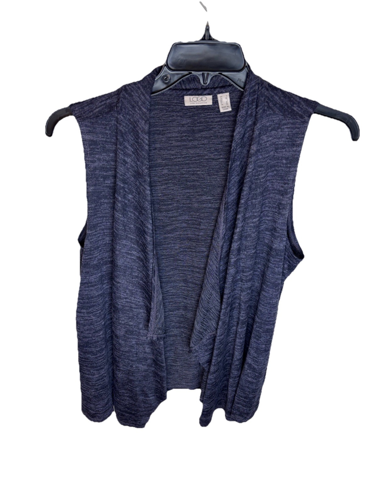 LOGO By Lori Goldstein Sz LG Grey Marled Knit Draped Sweater Vest
