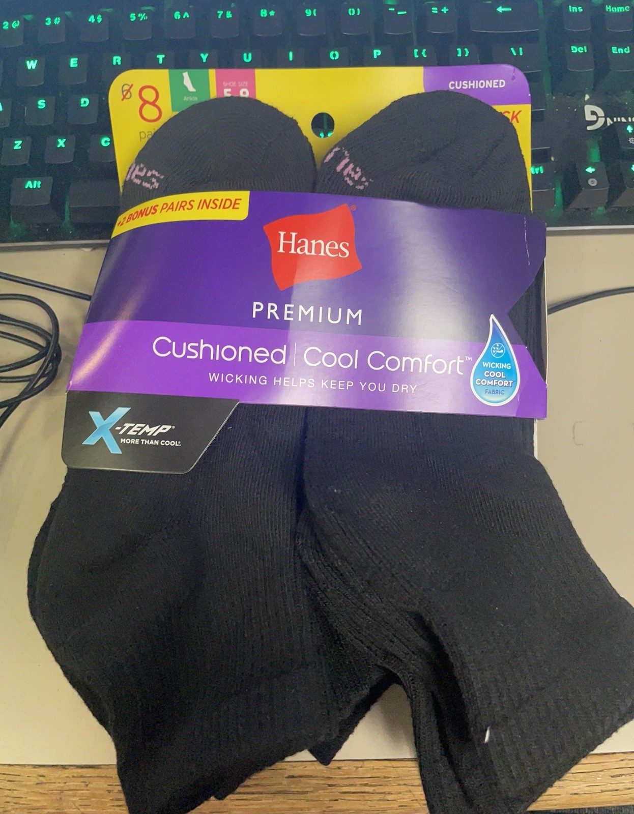 8 Pairs Womens Hanes Premium Cool Comfort Cushioned Ankle Socks Shoe 5-9