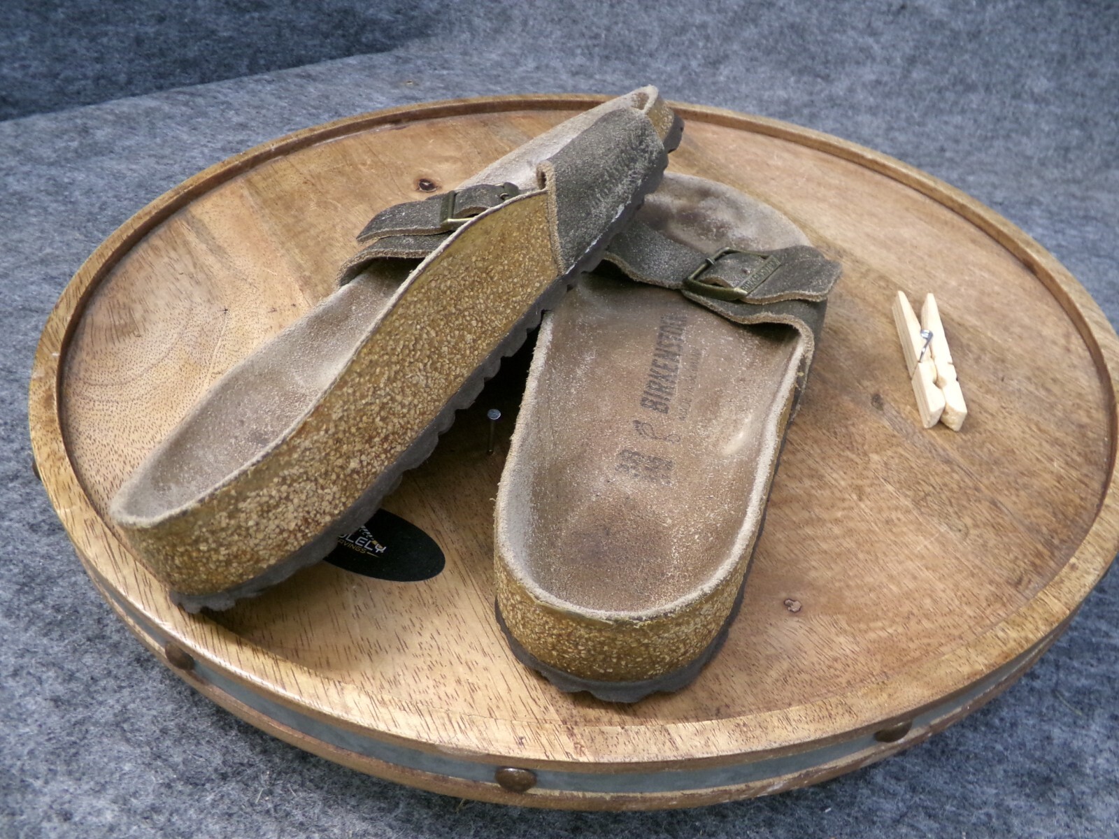 Birkenstocks Madrid Big Buckle Washed Metallic Gold Sandals Size 38 US 7 Reg.