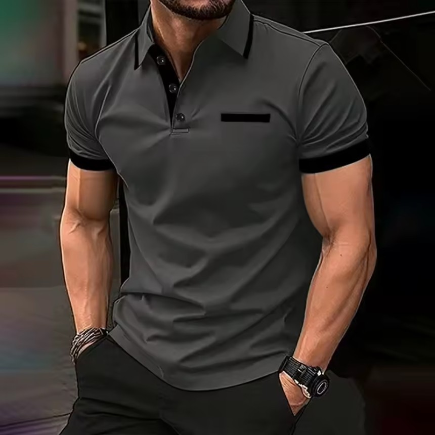 MENS SHORT SLEEVE POLO SHIRT Solid Summer S M L XL XXL CASUAL Fake Pocket