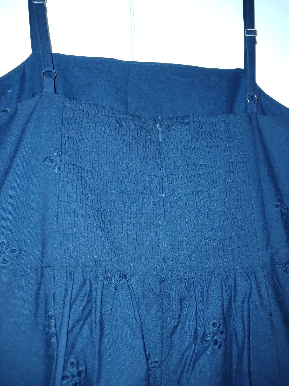 Free Assembly Navy Blue Cotton Eyelet Dress sz M