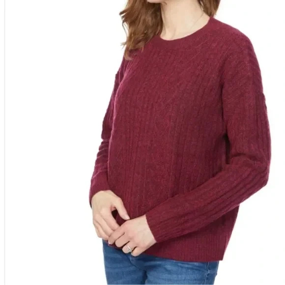 Legendary Outfitters Women’s Cozy Cable Knit Sweater, Garnet, Size L