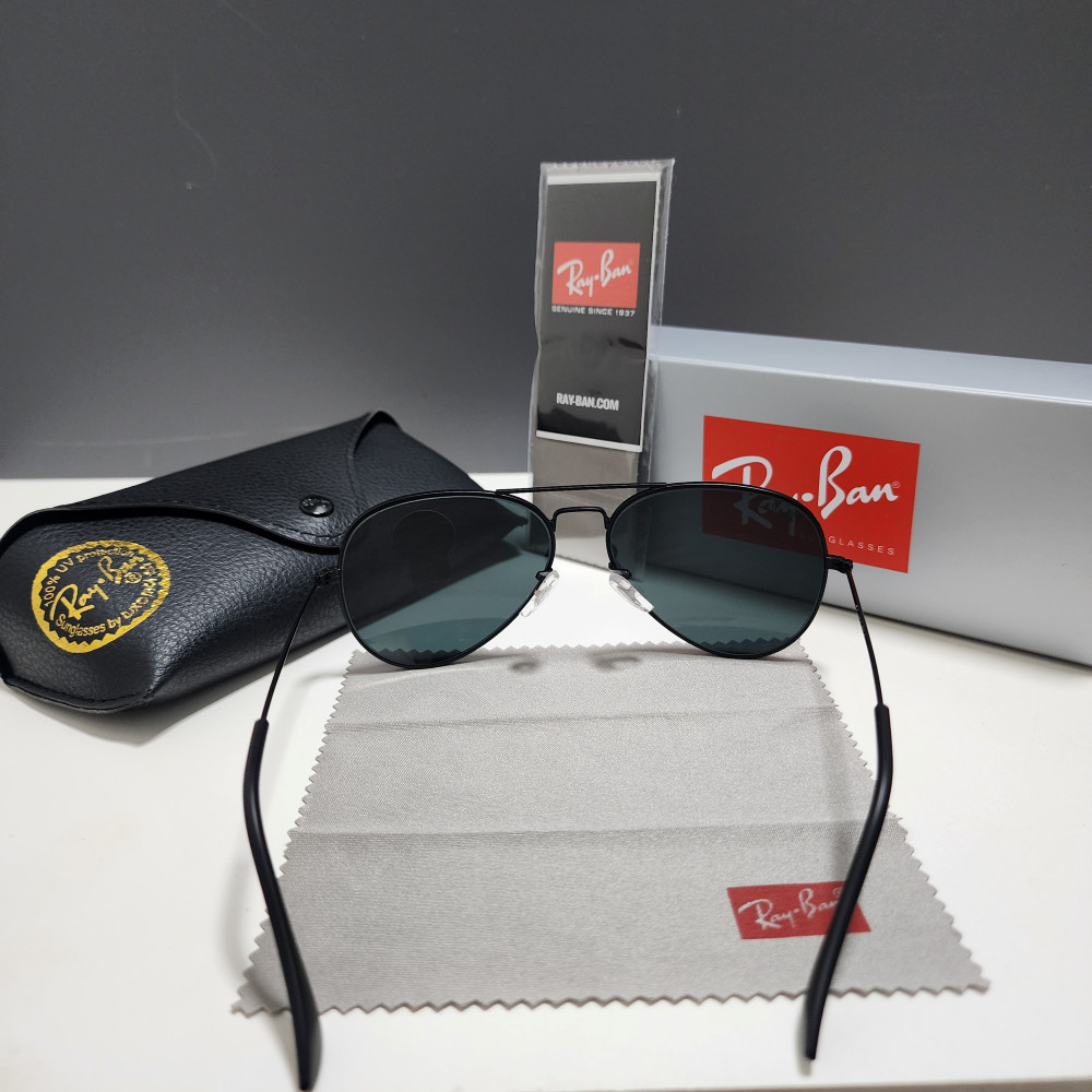 Ray-Ban RB3025 Aviator Pilot Sunglasses Black Frame Glass Gray Lens 58-14 mm