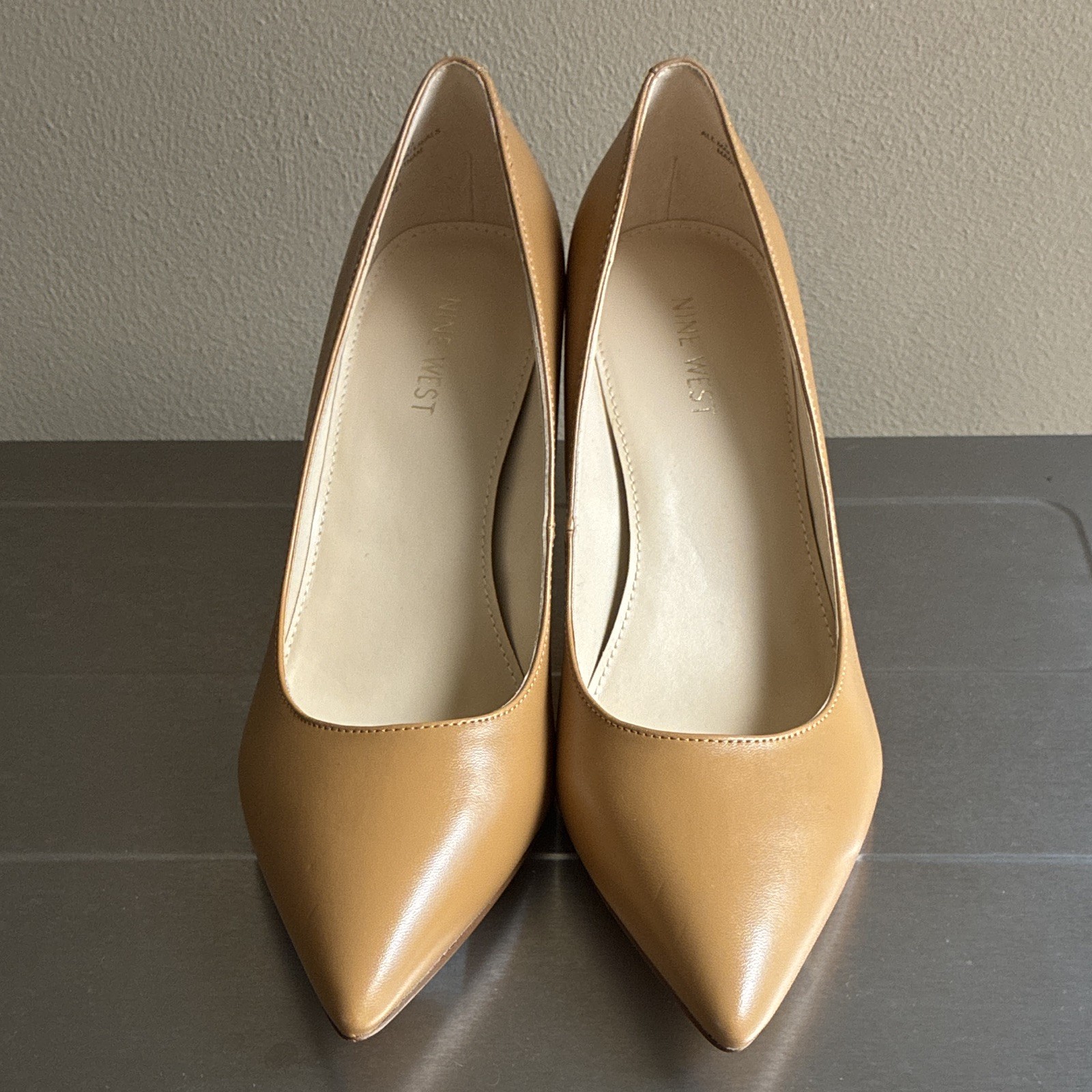 Nine West Cone Heel Pumps, Light Brown Pointed Toe Man Made Materials, 10-M
