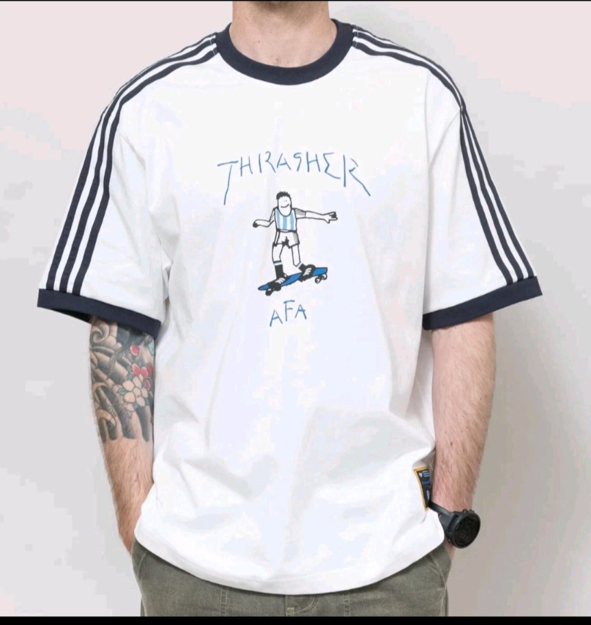 Thrasher x Adidas x Argentina AFA Ringer T-Shirt | Size XL | Gonz Messi Tee 🔥