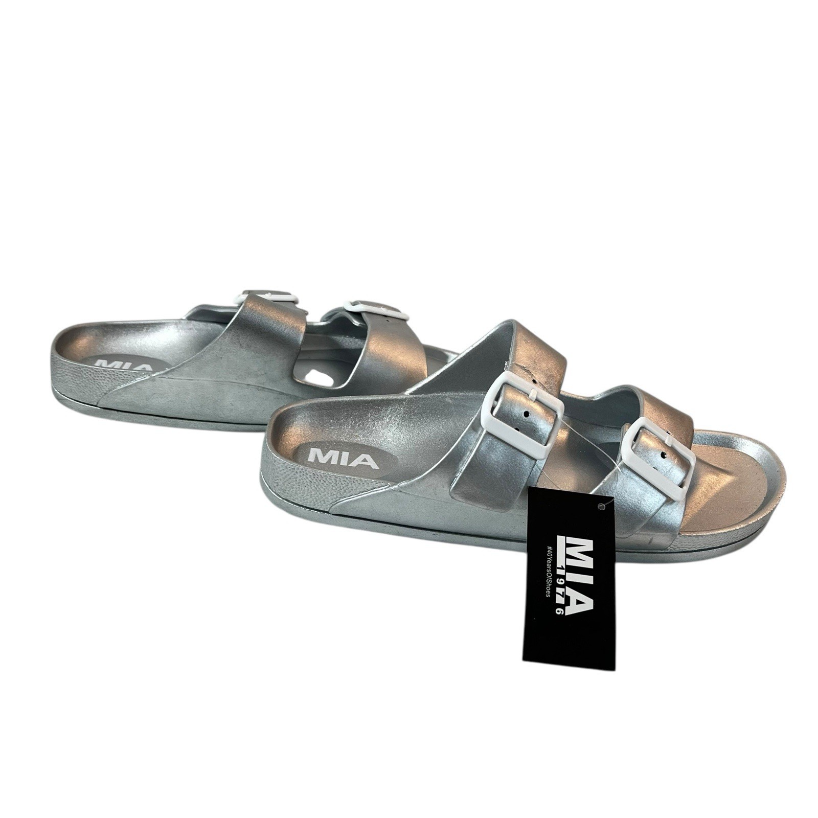 Mia Jasmine Silver Sandals Slides Womens
