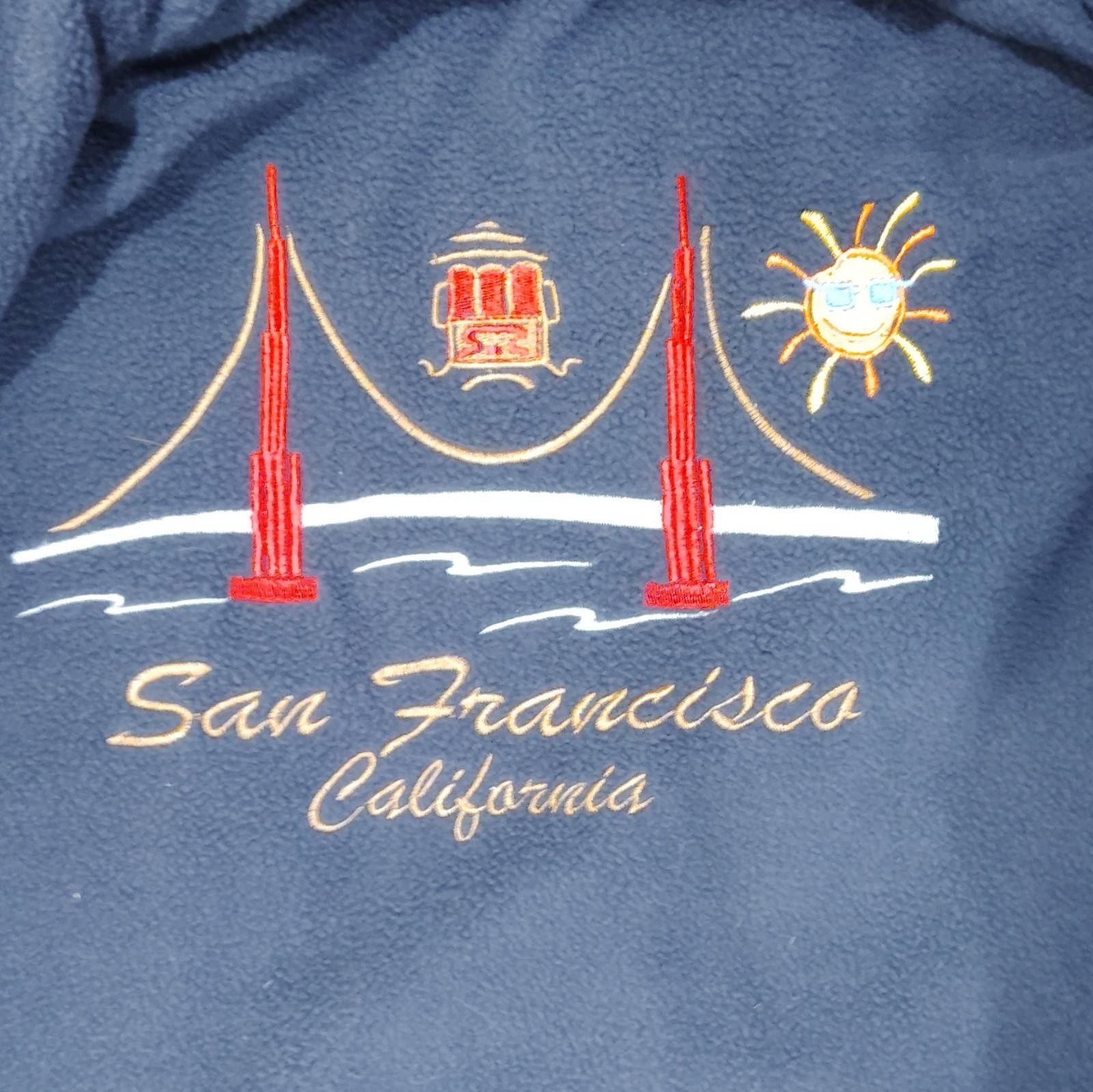 Men’s San Francisco Embroidered Logo Hooded Full Zip Jacket Blue/White XL