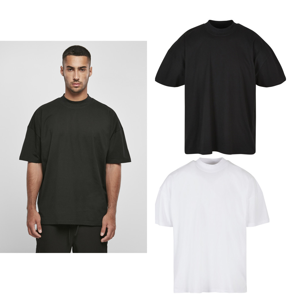 Oversized Mock Neck Tee BY230| Men’s Plain cotton T-shirt with dropped shoulders
