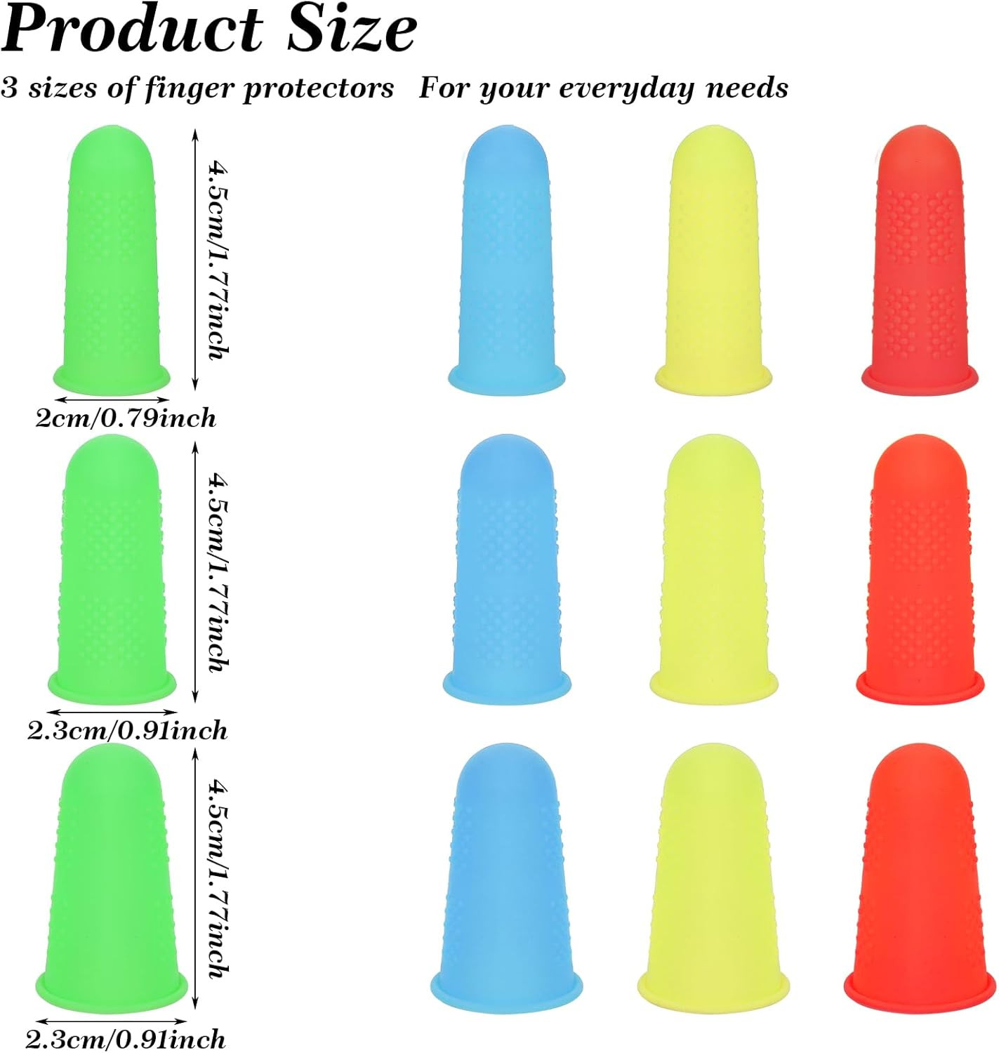 12 PCS Silicone Finger Protectors Covers, 3 Sizes Rubber Finger Tips Office Thum