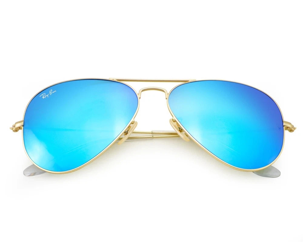 Ray-Ban Sunglasses RB3025 Aviator Flash Gold Frame Blue Flash Lens 58mm Unisex