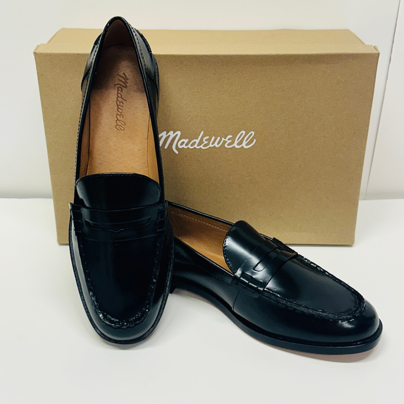 Women’s Madewell Penny Loafer In Leather True Black Size 7 1/2 New Retail $148
