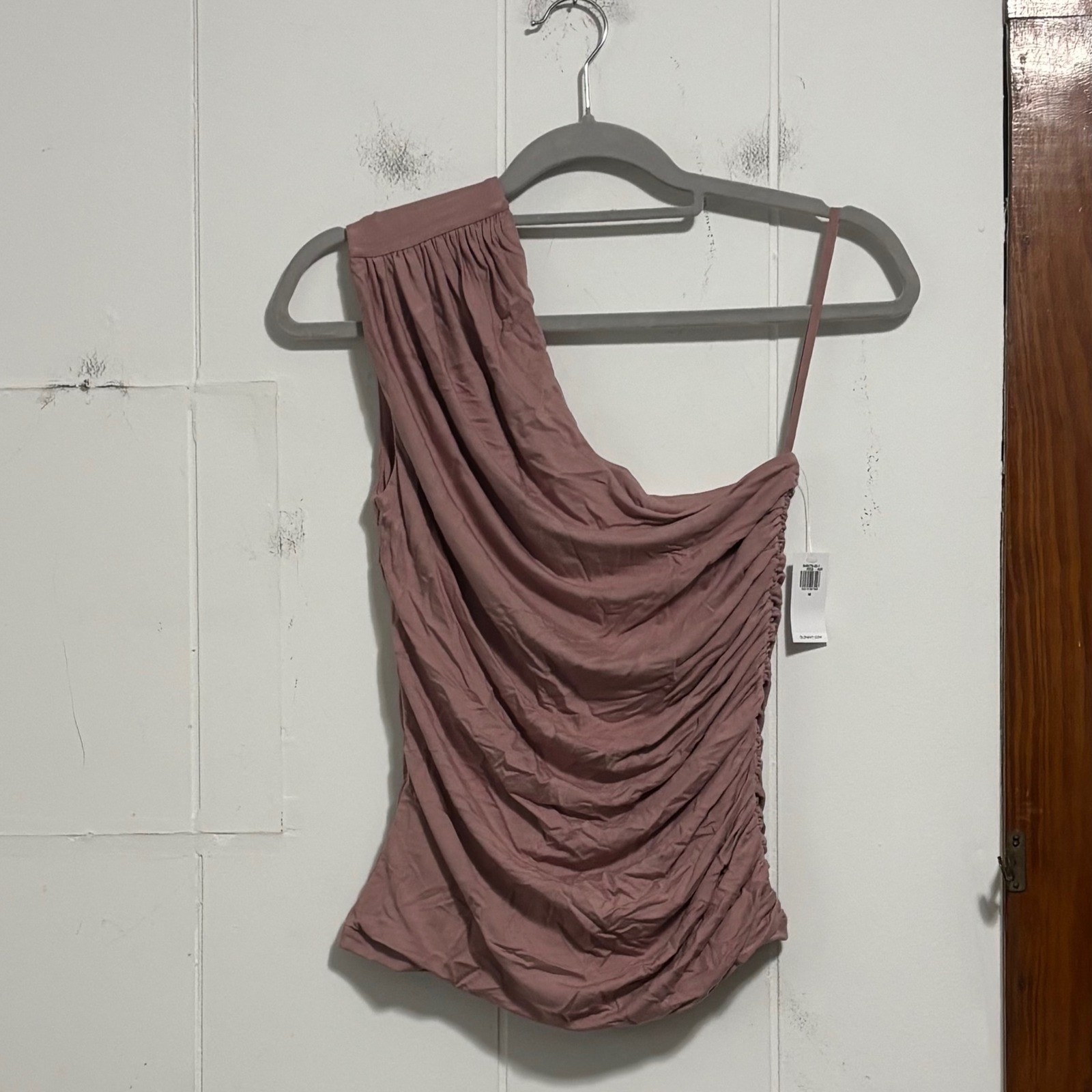 Old Navy Womens One Shoulder Ruched Draped Top Mauve Pink Medium NEW