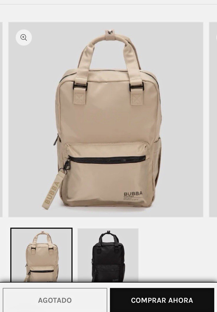 Bubba Essentials Beige Campus Backpack, Waterproof Zip, Bag Charm, Black HW