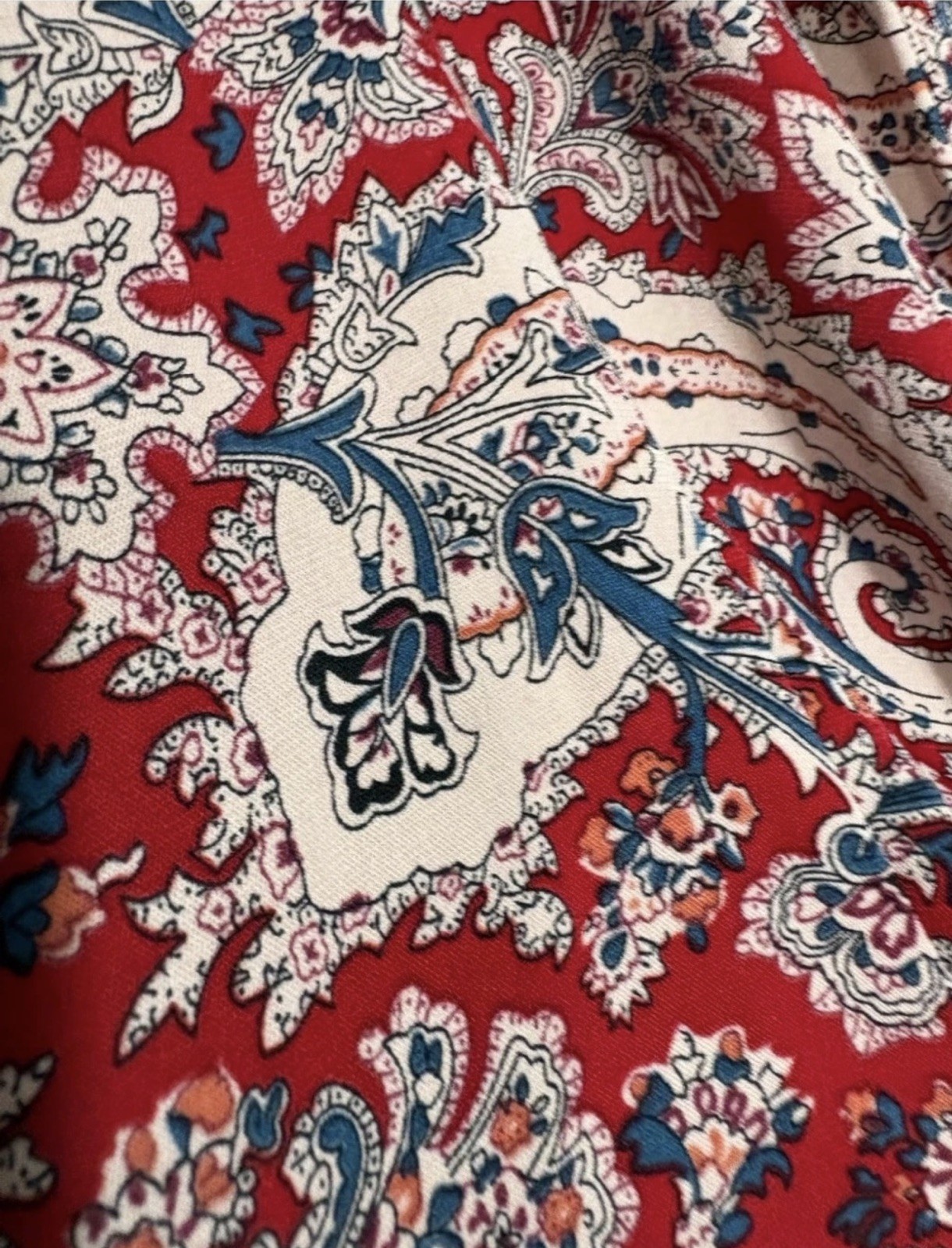 Paisley Tie-Front Crop Shirt – Red American looking