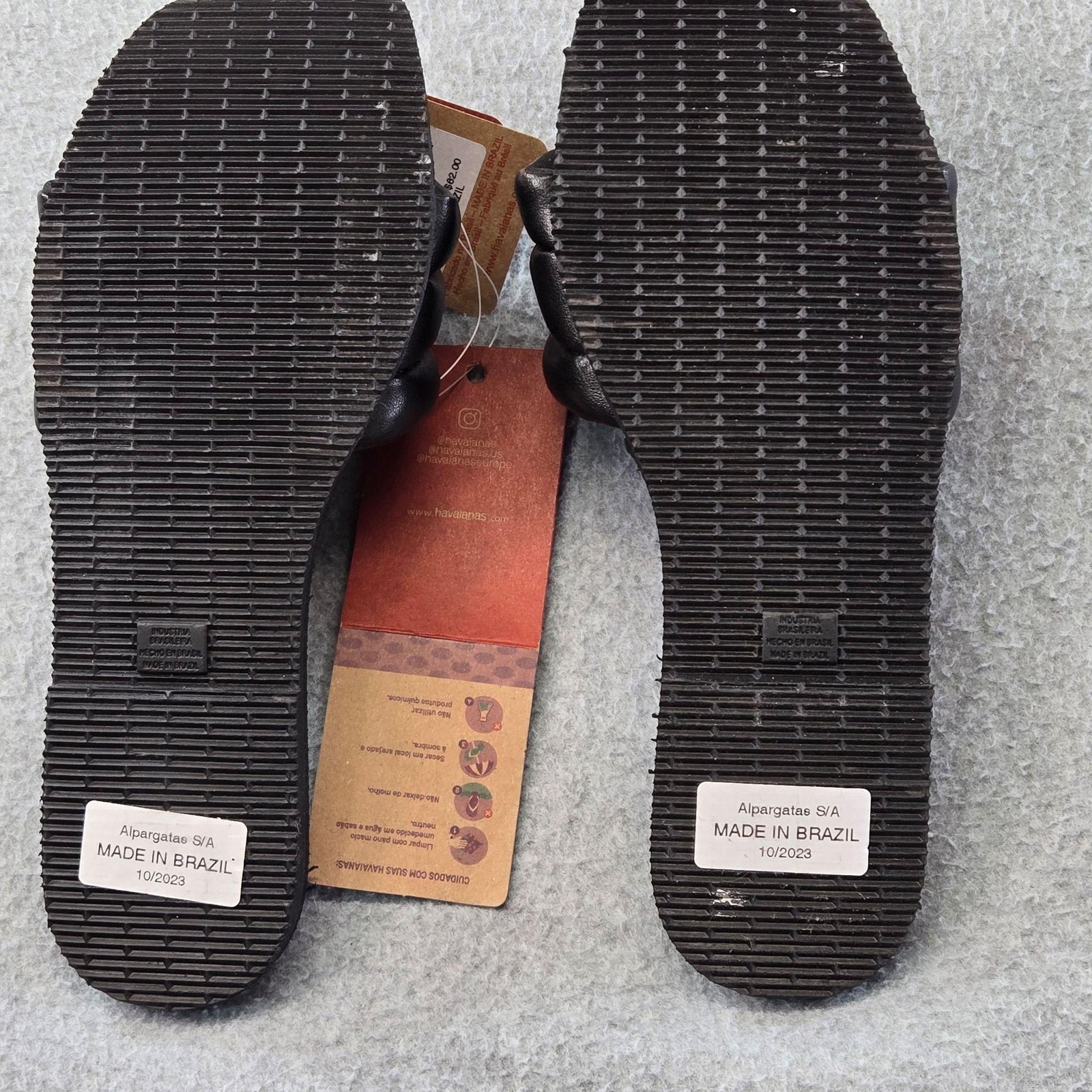 Havaianas Shoes Womens Size 7.5 Black Slide Padded Cushioned Straps Comfort