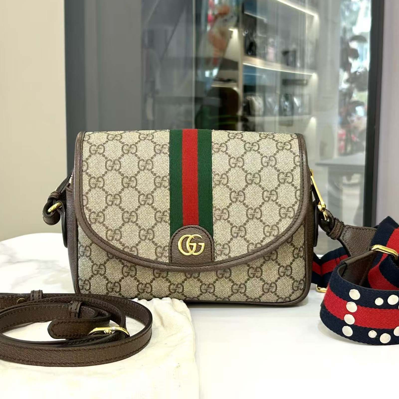 GUCCI Ophidia crossbody Bag Monogram Canvas Web Studded Ophidia 100%authentic