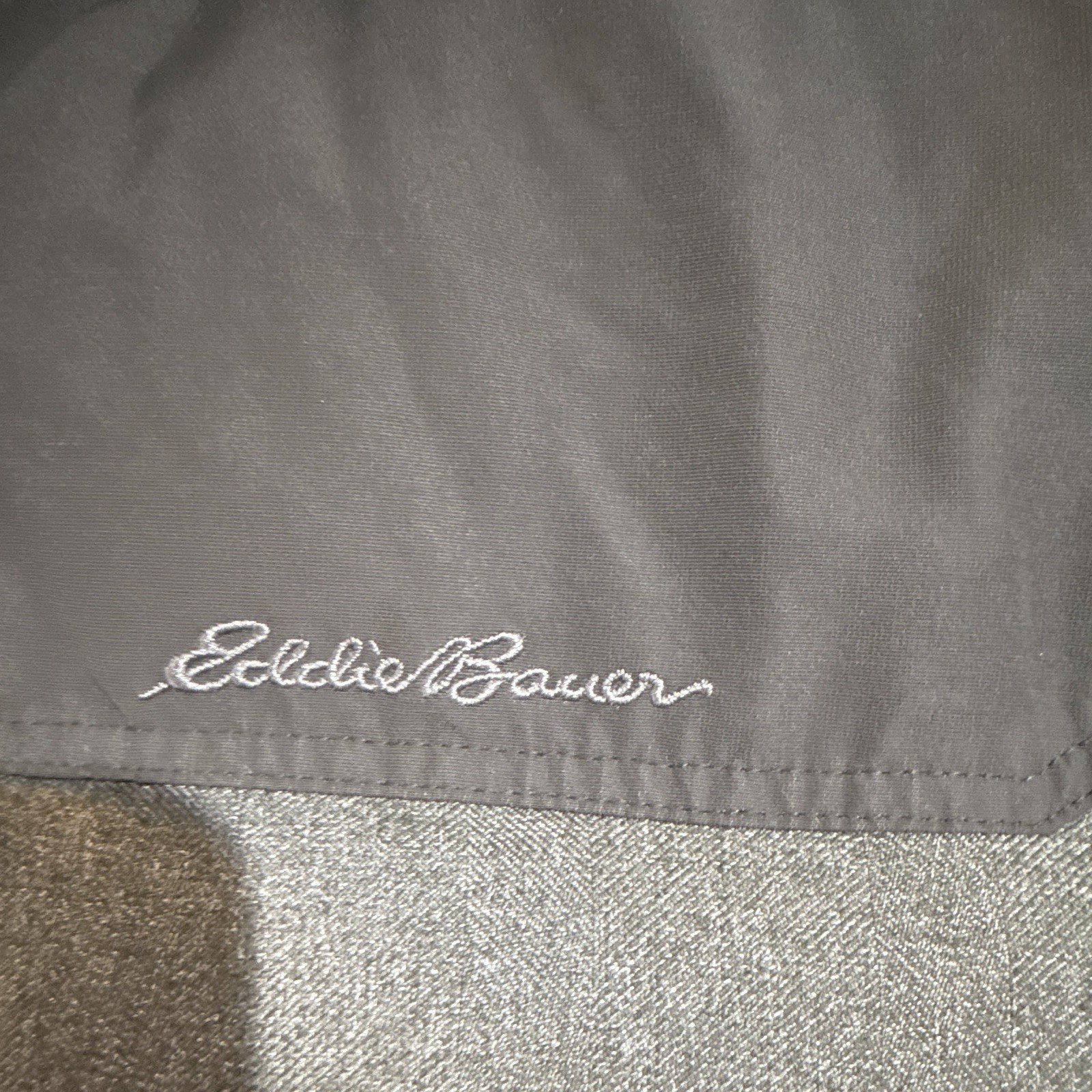 Eddie Bauer Men’s L Gray/Black Down Insulated Puffer Jacket Full Zip Snap