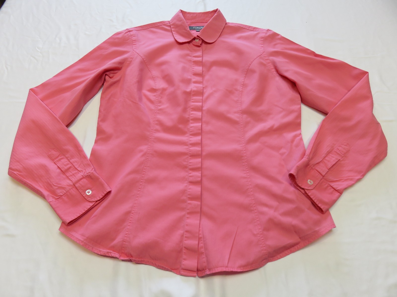TM LEWIN WOMAN SALMON PINK BEAUTIFUL TAILORED LONG SLEEVE COTTON SHIRT UK 10 -12