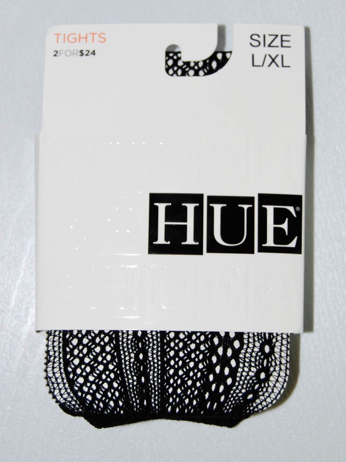 New HUE Women’s Black Vertical Open Work Net Tights sz L-XL
