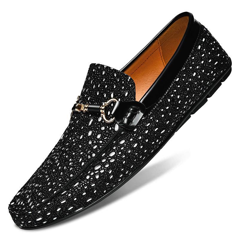 Shiny Men’s Round Toe Loafers Formal Business Casual Pull On Shoes Oversize Chic