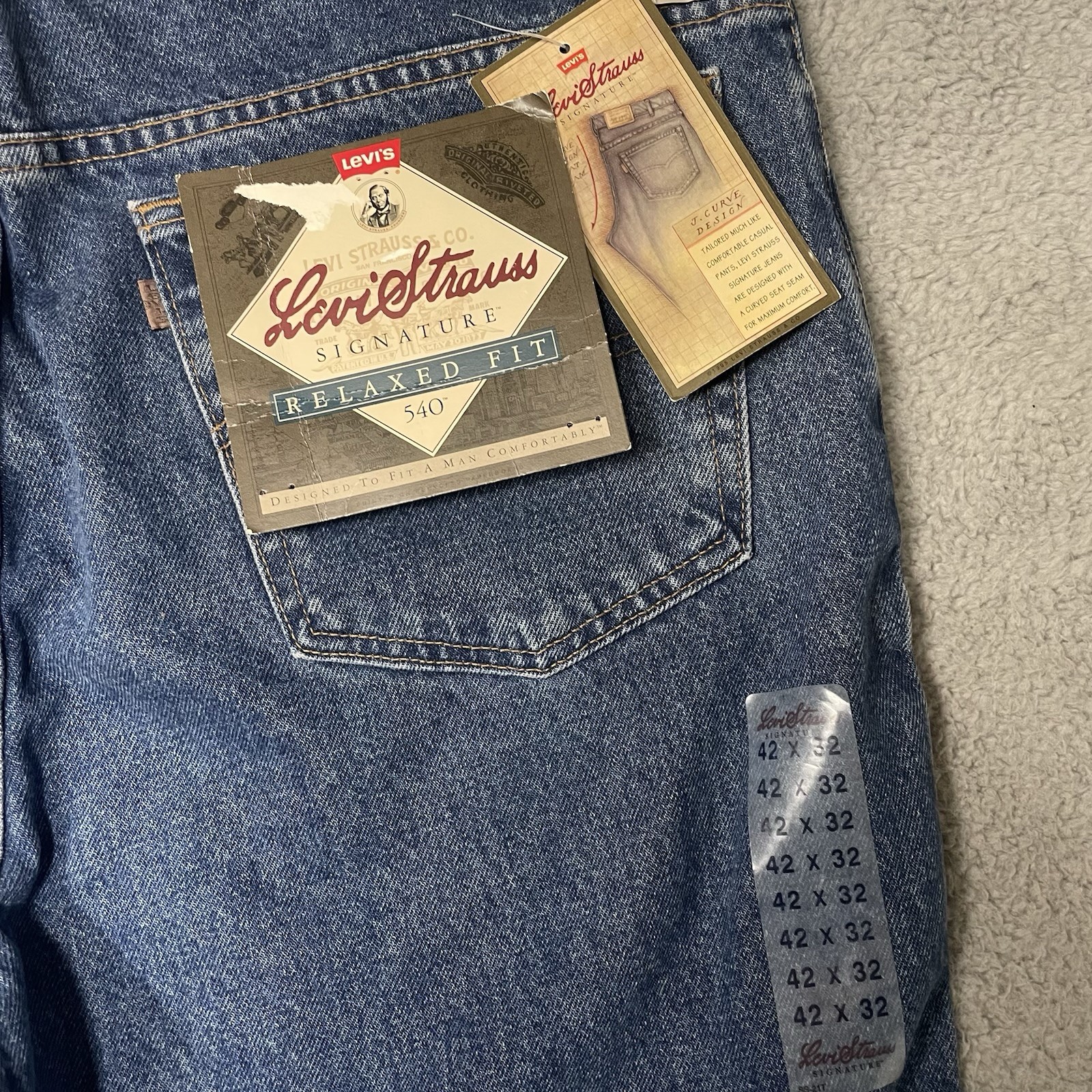 Vintage Levi’s 540 Relaxed Fit Blue Jeans Men 42×32 Brown Tab 90s DEADSTOCK NWT