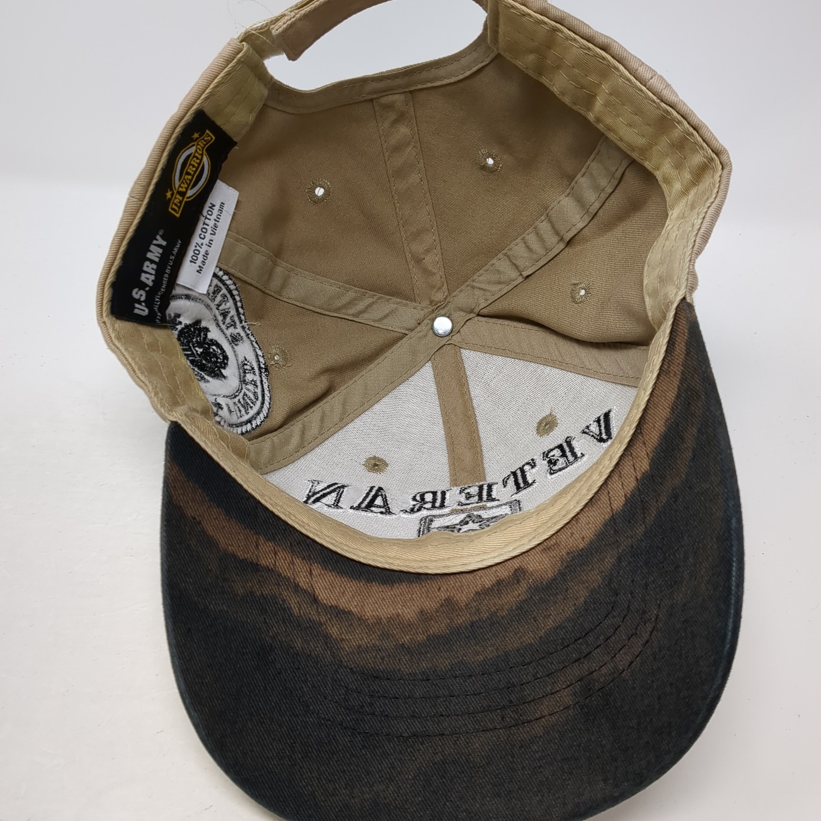 Veteran US Army Strapback Baseball Cap Brown One Size Adjustable JM Warriors