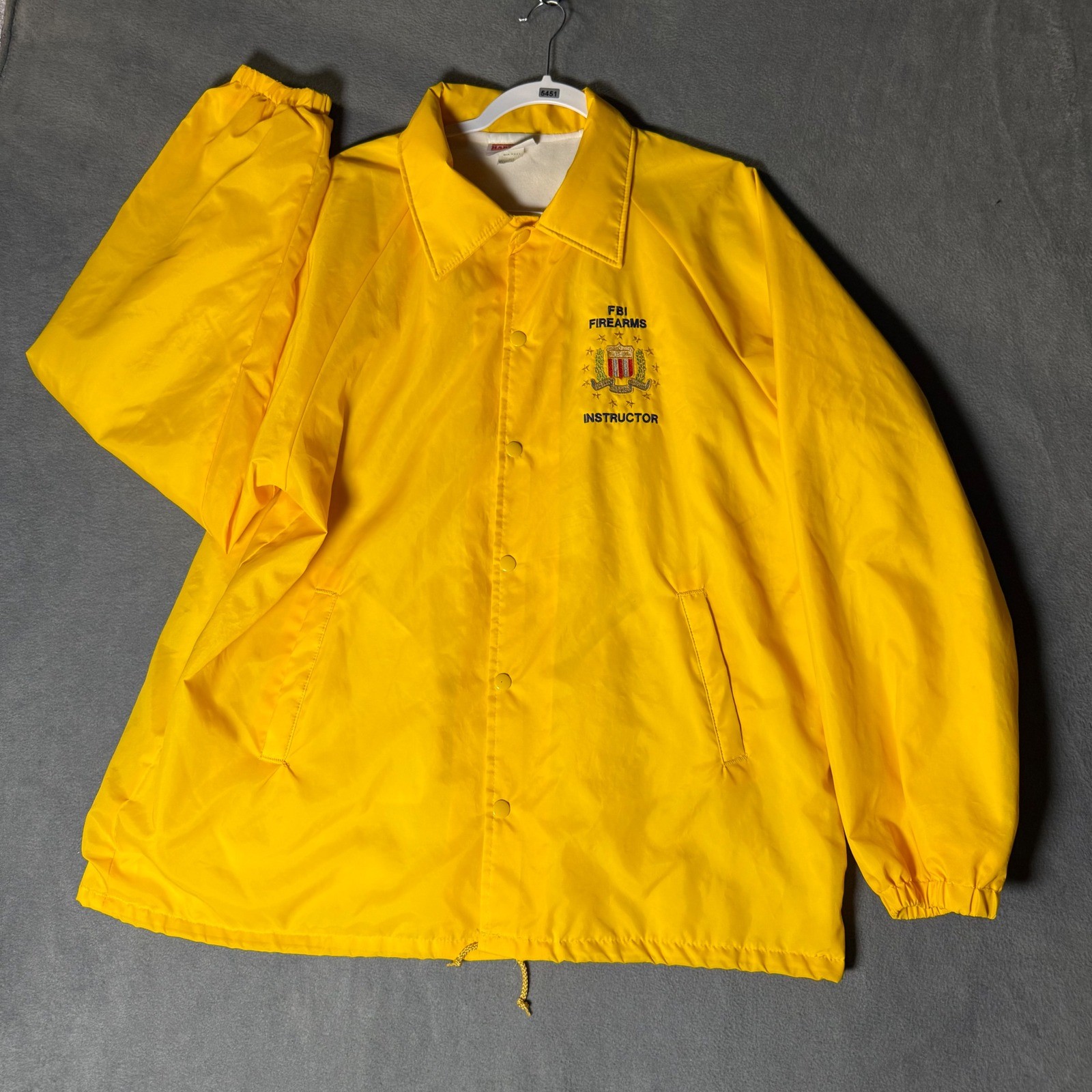 Vintage Hartwell FBI Firearms Instructor Coaches Jacket Yellow Mens XL USA Made