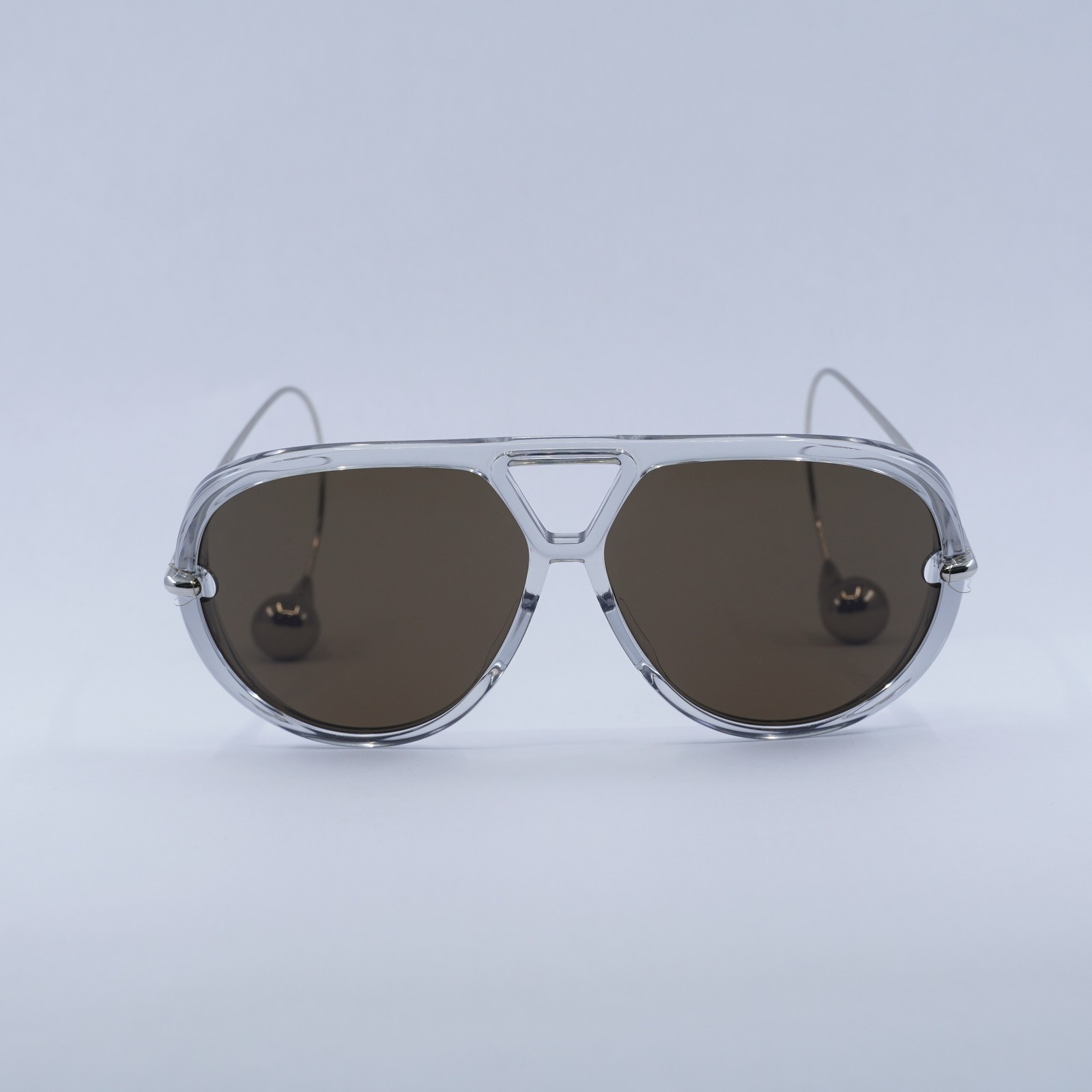 BOTTEGA VENETA BV1273S 009 Transparent Grey/Silver/Brown 63-12-180 Sunglasses…