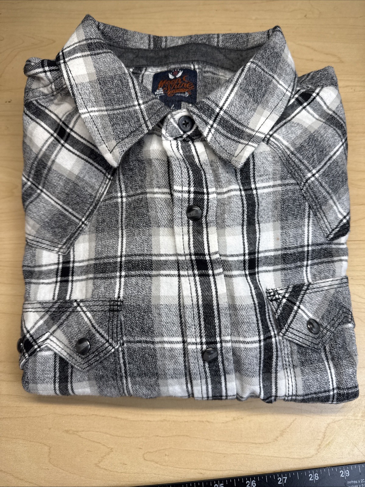Moon Shine Spirit Shirt Mens Large Multicolor Plaid Long Sleeve Snap Western