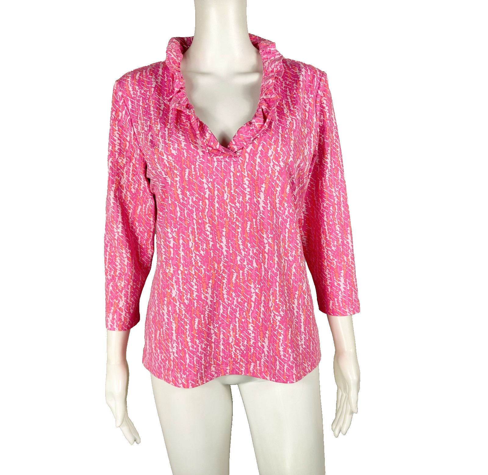 J. MCLAUGHLIN Durham Top Catalina Cloth Ruffle Hot-Pink Print Large – NTSF
